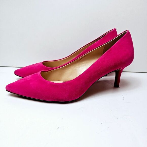 Vince Camuto Suede Fuchsia Pink Low Profile Heel Size 10 LIKE NEW! - Picture 4 of 8